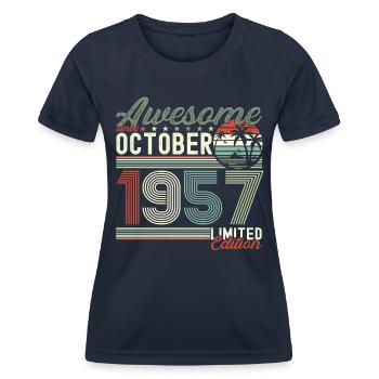 Awesome Oktober 1957 65. Geburtstag Geschenk - Frauen Funktions-T-Shirt - Navy - Vorne - AI Model Female 172 light (172cm)