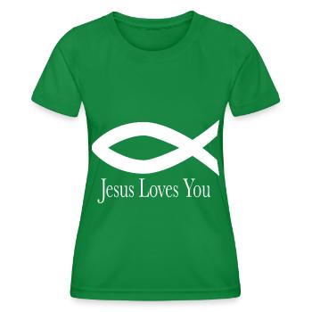 Jesus Loves You - Frauen Funktions-T-Shirt - Kelly Green - Vorne - AI Model Female 172 dark (172cm)