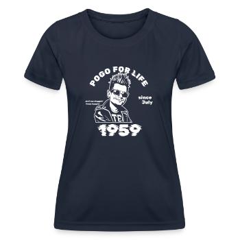 66. Birthday Pogo for life since 07/1959 - Women's Functional T-Shirt - navy - Front - AI Model Female 172 light (172cm)