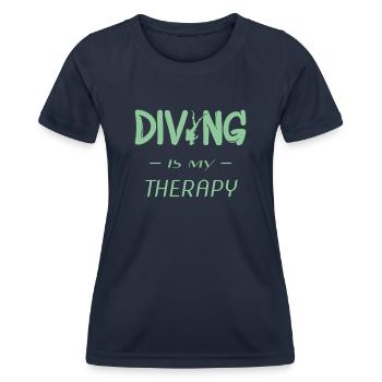 diving is my therapy - Frauen Funktions-T-Shirt - Navy - Vorne - AI Model Female 172 light (172cm)