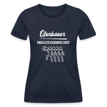 Ofenbauer Chef Selbstständigkeit Firma Gründen - Frauen Funktions-T-Shirt - Navy - Vorne - AI Model Female 172 light (172cm)