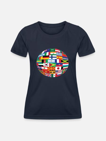 Flaggen der Welt - Frauen Funktions-T-Shirt - Navy