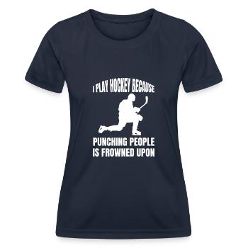 Eishockey Wintersport Geschenk Eishockeyteam - Frauen Funktions-T-Shirt - Navy - Vorne - AI Model Female 172 light (172cm)