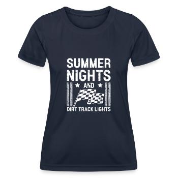 Nuits d’été et pistes de terre Lumières Course sur piste - T-shirt sport Femme - bleu marine - Devant - AI Model Female 172 light (172cm)