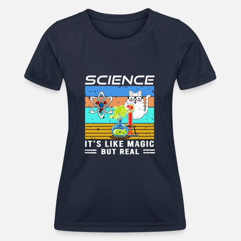 Science it s like magic but real funny cat science - Women's Functional T-Shirt - navy