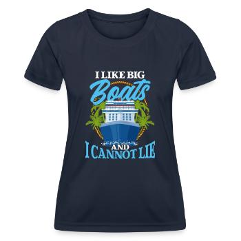 J’aime les gros bateaux et je ne peux pas mentir - - T-shirt sport Femme - bleu marine - Devant - AI Model Female 172 light (172cm)