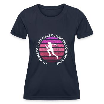 Fortschritt außerhalb der Komfortzone - Frauen Funktions-T-Shirt - Navy - Vorne - AI Model Female 172 light (172cm)