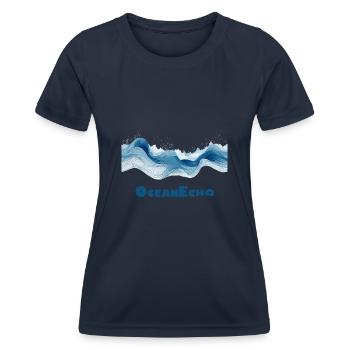 Line Style Wave Motif - OceanEcho - Women's Functional T-Shirt - navy - Front - AI Model Female 172 light (172cm)