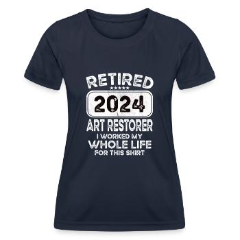 Retired Art restorer 2024 - Women's Functional T-Shirt - navy - Front - AI Model Female 172 light (172cm)