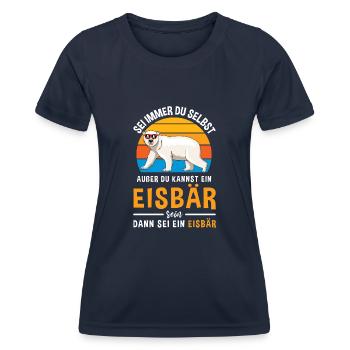 Eisbär Bär Kopf Nordpol Raubtier Eisbär - Frauen Funktions-T-Shirt - Navy - Vorne - AI Model Female 172 light (172cm)