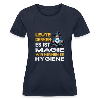 Leute denken Magie Hygiene Medizin lebensmittel - Frauen Funktions-T-Shirt - Navy - Vorne - AI Model Female 172 light (172cm)