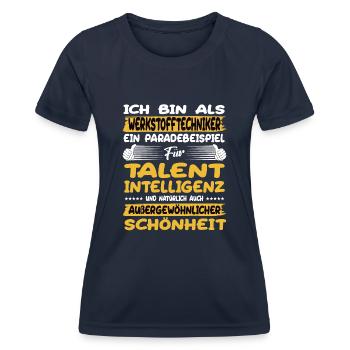 Materials technician a prime example of talent - Women's Functional T-Shirt - navy - Front - AI Model Female 172 light (172cm)