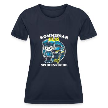 Kommissar Elia Spurensuche - Frauen Funktions-T-Shirt - Navy - Vorne - AI Model Female 172 light (172cm)