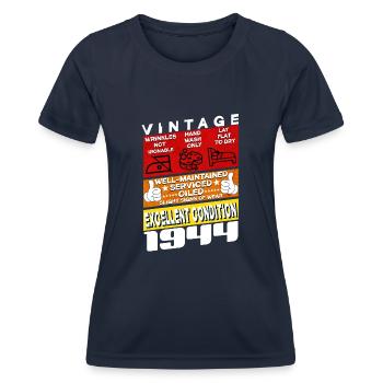 81 ans Millésime 1944 femmes & hommes Anniversaire - T-shirt sport Femme - bleu marine - Devant - AI Model Female 172 light (172cm)