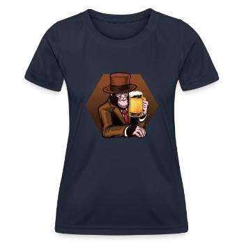 Affe Schimpanse Gorilla Trinken Affe - Frauen Funktions-T-Shirt - Navy - Vorne - AI Model Female 172 light (172cm)