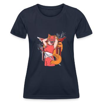 Japonaise Fille Oni Démon Ninja Samouraï - T-shirt sport Femme - bleu marine - Devant - AI Model Female 172 light (172cm)