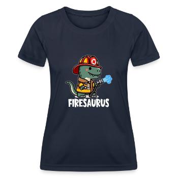 Firesaurus with Fire Helmet and Fire Hose - Women's Functional T-Shirt - navy - Front - AI Model Female 172 light (172cm)