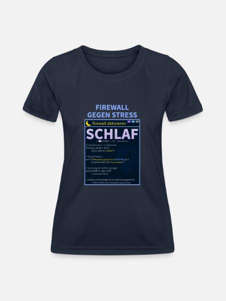 Firewall gegen Stress: Schlaf - Frauen Funktions-T-Shirt - Navy