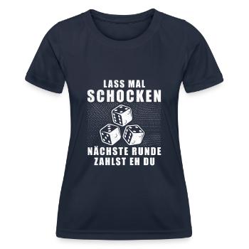 Schocken, Würfelspiel, Trinkspiel Lustige Sprüche - Frauen Funktions-T-Shirt - Navy - Vorne - AI Model Female 172 light (172cm)