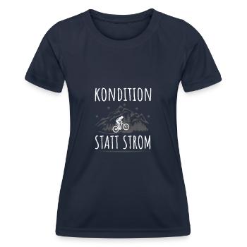 Mountainbike Radfahrer Spruch Kondition Strom Berg - Frauen Funktions-T-Shirt - Navy - Vorne - AI Model Female 172 light (172cm)