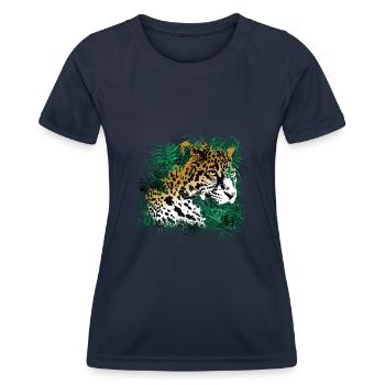 Leopard Forêt Tropicale Plantes Nature Végétation - T-shirt sport Femme - bleu marine - Devant - AI Model Female 172 light (172cm)