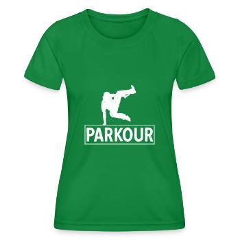 Parkour Parkourläufer Stuntman Free Runner Sport - Women's Functional T-Shirt - kelly green - Front - AI Model Female 172 dark (172cm)