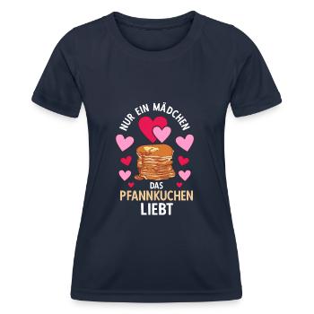Just A Girl Who Loves Pancakes Mädchen Pfannkuchen - Frauen Funktions-T-Shirt - Navy - Vorne - AI Model Female 172 light (172cm)
