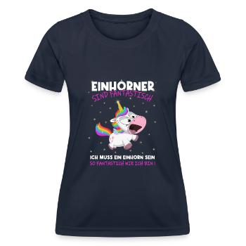 Einhörner sind Fantastisch, ich muss ein - Einhorn - Frauen Funktions-T-Shirt - Navy - Vorne - AI Model Female 172 light (172cm)