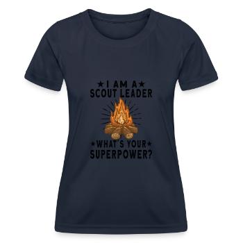 Scout Camping Outdoor Campfire Hiking Backpacking - Frauen Funktions-T-Shirt - Navy - Vorne - AI Model Female 172 light (172cm)