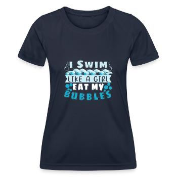 Natation Drôle Natation Nageur Nageur Citations - T-shirt sport Femme - bleu marine - Devant - AI Model Female 172 light (172cm)