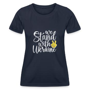 I Stand With Ukraine - Frauen Funktions-T-Shirt - Navy - Vorne - AI Model Female 172 light (172cm)