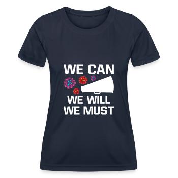 We Can We Must We Will Cheerleading Cheerleader Da - Frauen Funktions-T-Shirt - Navy - Vorne - AI Model Female 172 light (172cm)