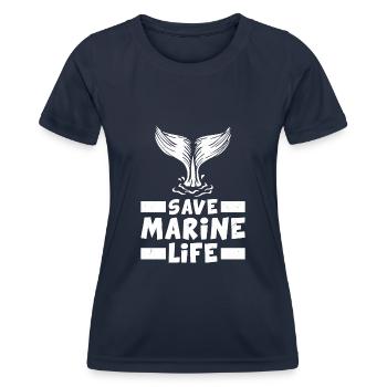 Vie des baleines fines Protection de l’environnement Planète Océan Mer - T-shirt sport Femme - bleu marine - Devant - AI Model Female 172 light (172cm)