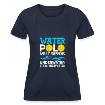 Water polo What happens underwater Stays - Frauen Funktions-T-Shirt - Navy - Vorne - AI Model Female 172 light (172cm)