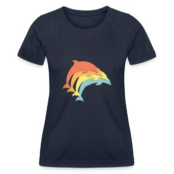 Delfine Delfin Dolphin - Frauen Funktions-T-Shirt - Navy - Vorne - AI Model Female 172 light (172cm)