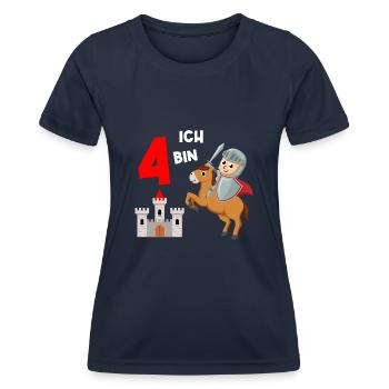 Kreuzritter Tempelritter Krieger 4. Geburtstag - Frauen Funktions-T-Shirt - Navy - Vorne - AI Model Female 172 light (172cm)