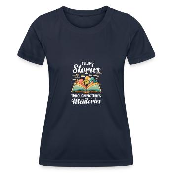 Raconter des histoires Trhough Images et souvenirs - T-shirt sport Femme - bleu marine - Devant - AI Model Female 172 light (172cm)
