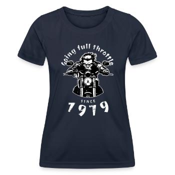 45e anniversaire Plein régime depuis 1979 - T-shirt sport Femme - bleu marine - Devant - AI Model Female 172 light (172cm)
