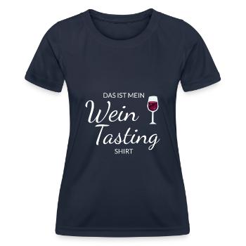 Das ist mein Wein Tasting Shirt - Weinliebhaber - Frauen Funktions-T-Shirt - Navy - Vorne - AI Model Female 172 light (172cm)