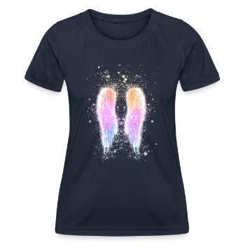 angelwings,flügel,aquarell,engelsflügel,pastell - Frauen Funktions-T-Shirt - Navy - Vorne - AI Model Female 172 light (172cm)