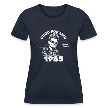 40. Birthday Pogo for life since 06/1985 - Women's Functional T-Shirt - navy - Front - AI Model Female 172 light (172cm)