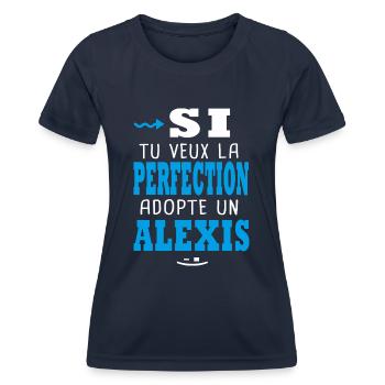 Alexis Si tu veux la perfection adopte un alexis - T-shirt sport Femme - bleu marine - Devant - AI Model Female 172 light (172cm)