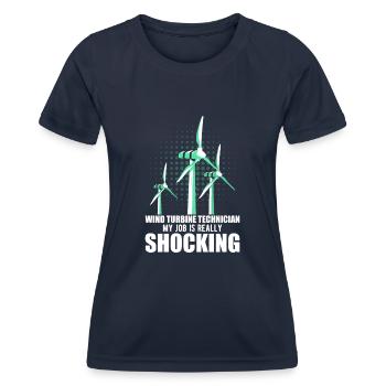 Éolienne, énergie éolienne, énergie éolienne - T-shirt sport Femme - bleu marine - Devant - AI Model Female 172 light (172cm)