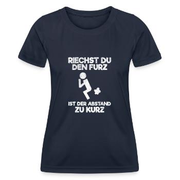 Riechst Du Den Furz Ist Der Abstand Zu Kurz - Frauen Funktions-T-Shirt - Navy - Vorne - AI Model Female 172 light (172cm)