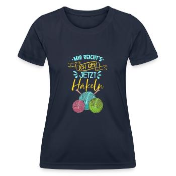 Häkeln - Frauen Funktions-T-Shirt - Navy - Vorne - AI Model Female 172 light (172cm)