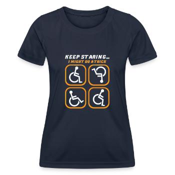 Handicapped Wheelchair Cyborg Leg Arm Amputee - Frauen Funktions-T-Shirt - Navy - Vorne - AI Model Female 172 light (172cm)