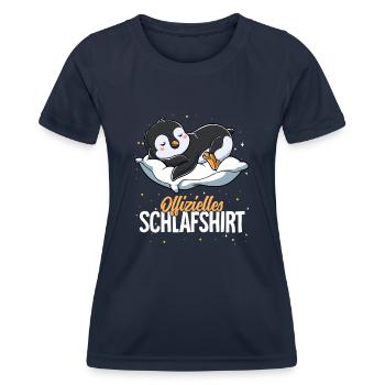 Offizielles Schlafshirt Pinguin - Frauen Funktions-T-Shirt - Navy - Vorne - AI Model Female 172 light (172cm)