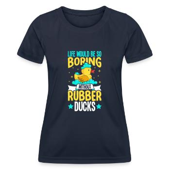 Gummiente Gummienten Entenliebhaber Badezimmer - Frauen Funktions-T-Shirt - Navy - Vorne - AI Model Female 172 light (172cm)