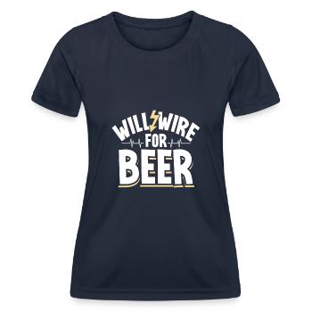 Electrician Electrical Engineer Lineman Electrical - Women's Functional T-Shirt - navy - Front - AI Model Female 172 light (172cm)