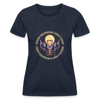 Electrician Electrical Engineer Lineman Electrical - Women's Functional T-Shirt - navy - Front - AI Model Female 172 light (172cm)
